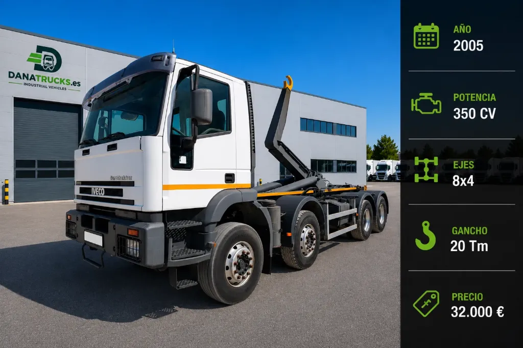[REF000007] Iveco Eurotrakker MP340E35HB 8x4 Gancho Portacontenedores TAM 20Tm 03/2005
