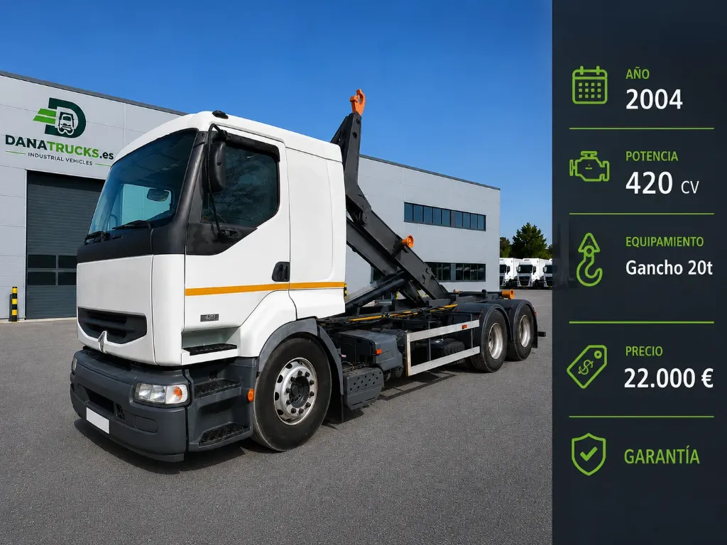[REF000012] Renault Premium 420dci 6x2 Gancho portacontendores 20Tm 06/2004