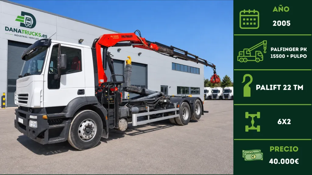 [CAM-00089] Iveco Stralis AD260S35 6x2 Palfinger PK15500 + Palift 22 Tn + Pulpo 2005 | DanaTrucks.com